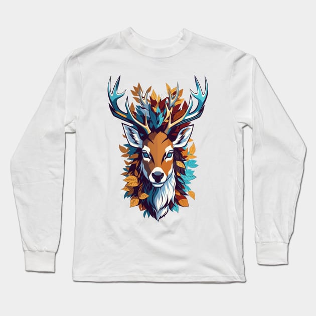 Deer Head: A Symbol of Natural Wisdom Long Sleeve T-Shirt by Orange-C